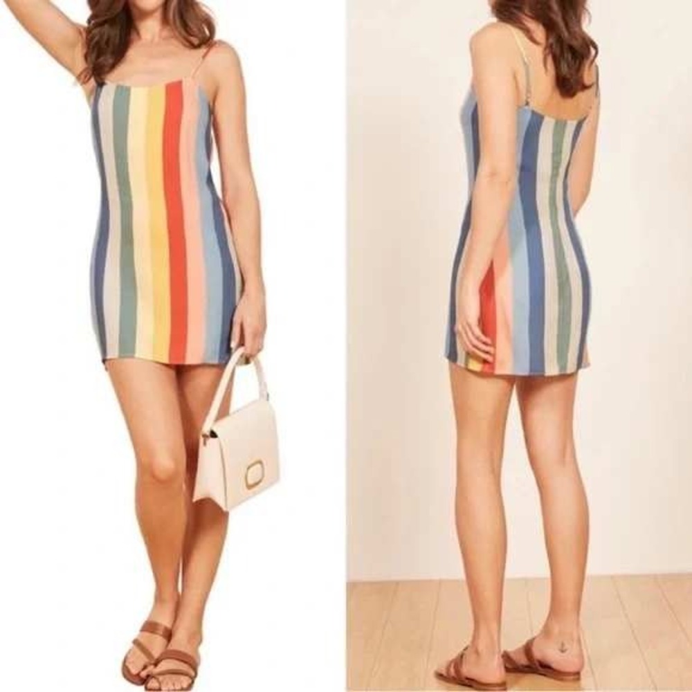 Reformation Multicolor Vertical Stripe Mini Dress
